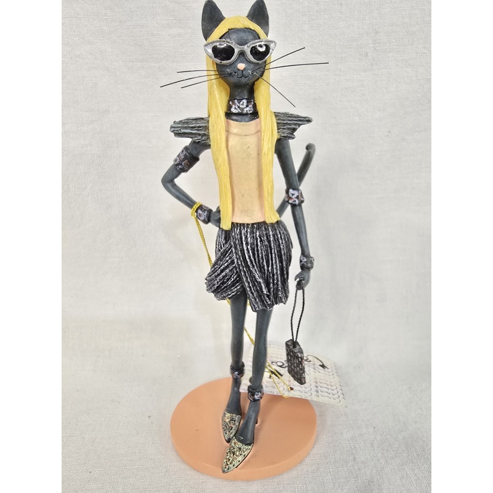Westland Giftware Catwalk‎ Sleek Cat Figurine 13812 Fashion Black Cat 2005 7.5"